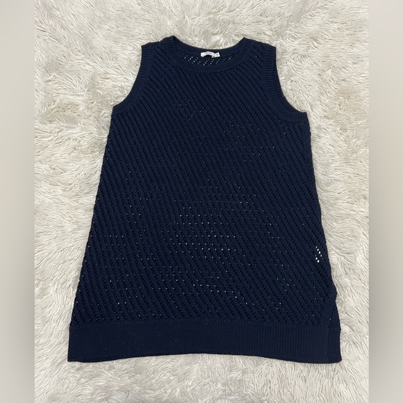 Vince Diagonal Mesh Cotton Vest/Tunic - Size M - Picture 2 of 7